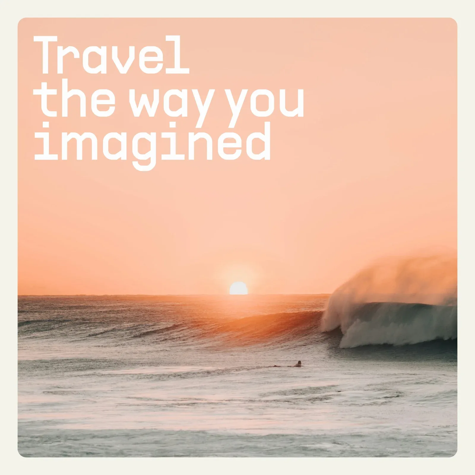 海边日落画面叠加Travel the way you imagined文字