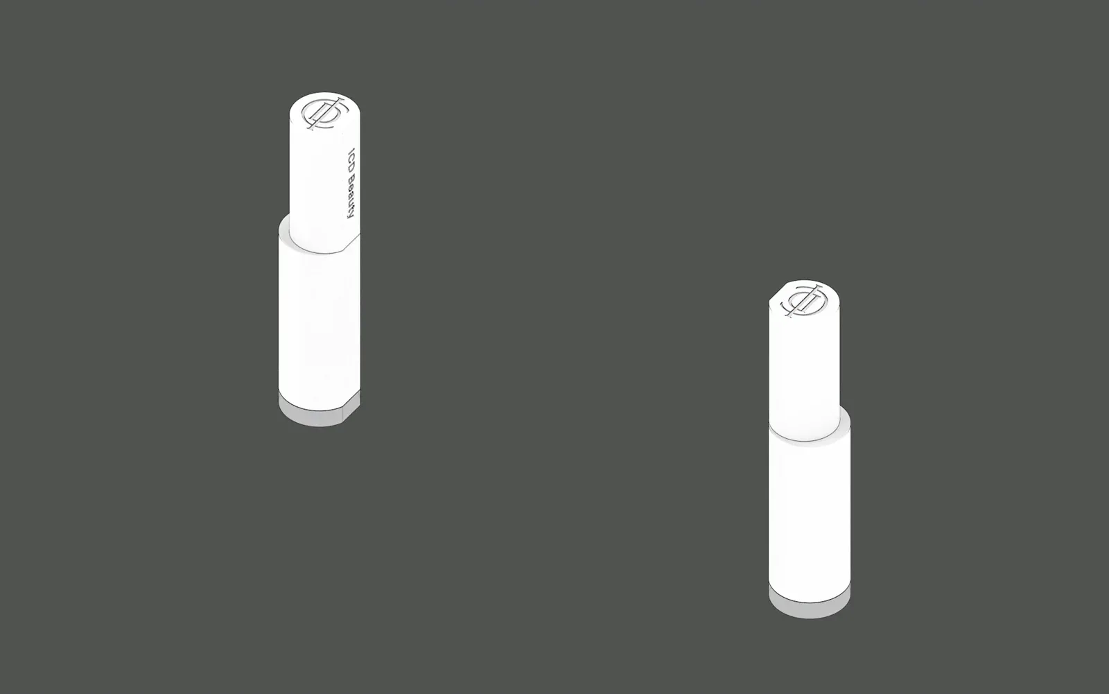 两支简洁的浅色唇部产品容器单独陈列