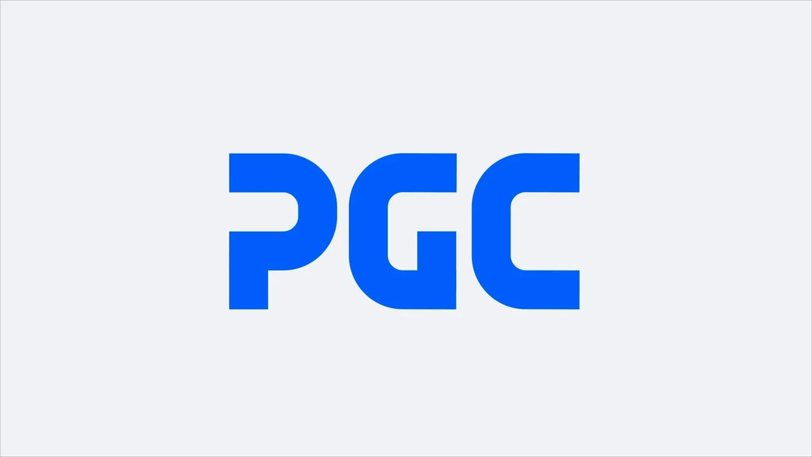 浅色底上的蓝色PGC母品牌缩写标志。