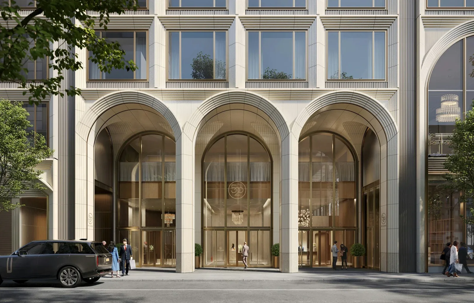 带拱券立面的520 Fifth Avenue街道入口