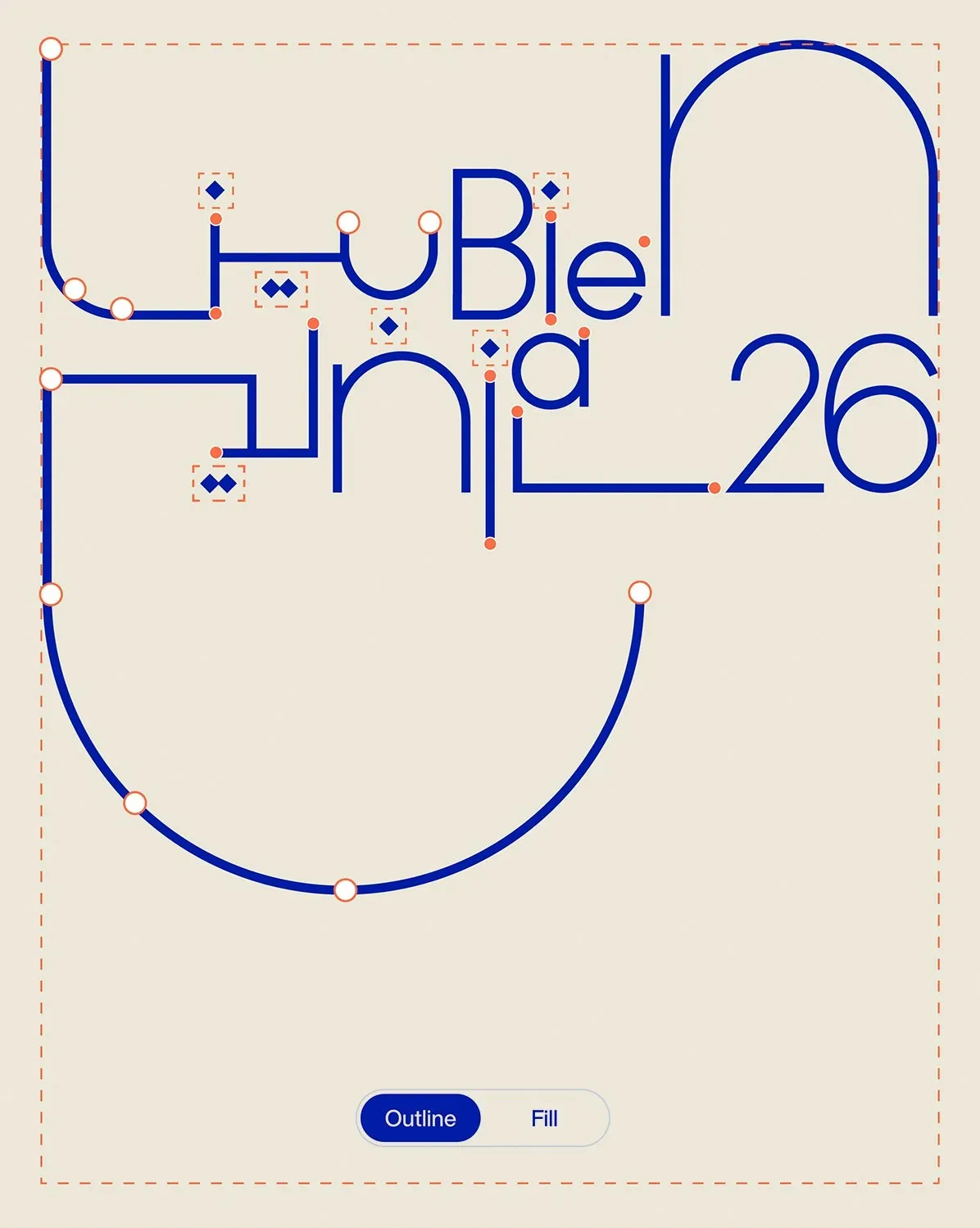 浅色背景上的Design Doha Biennial字形系统