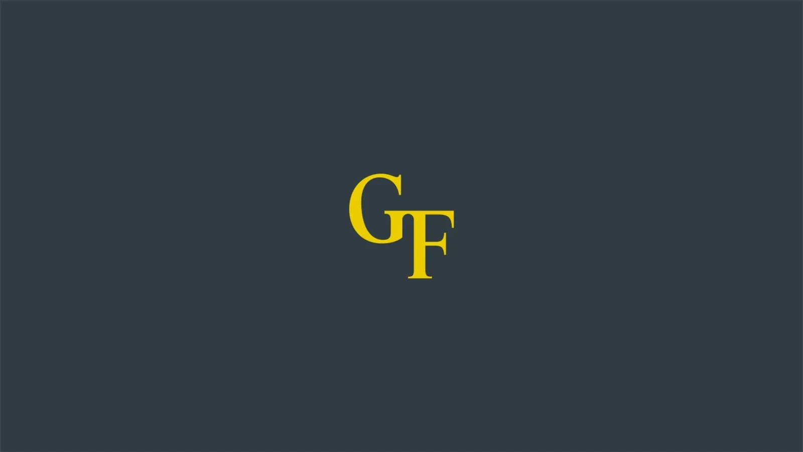 深蓝背景中央的黄色GF字母组合。
