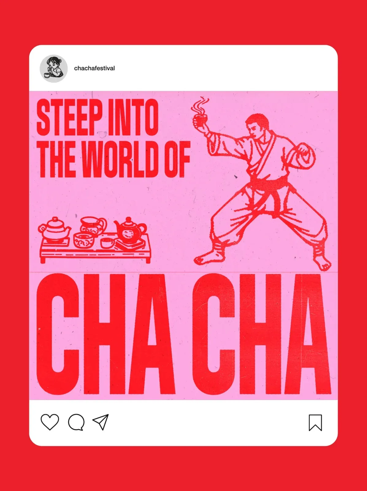 粉红底色上的Cha Cha社交媒体宣传画面