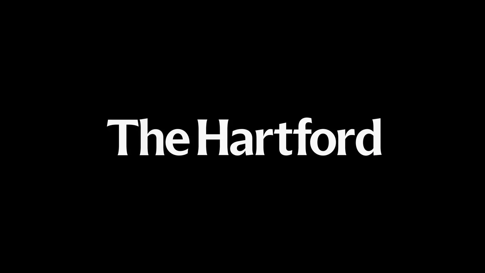 黑色背景上的The Hartford白色字标