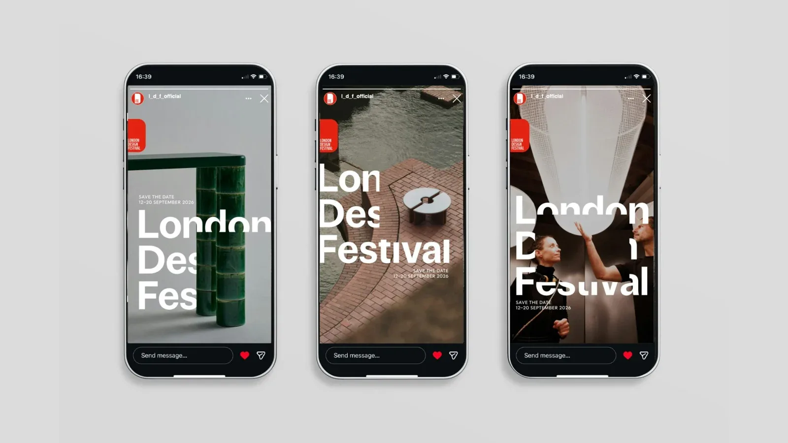 手机屏幕中的London Design Festival活动视觉
